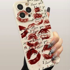 Kisses I Love You Lip Print iPhone 14 Pro Max Phone Case, Valentine's Gift!